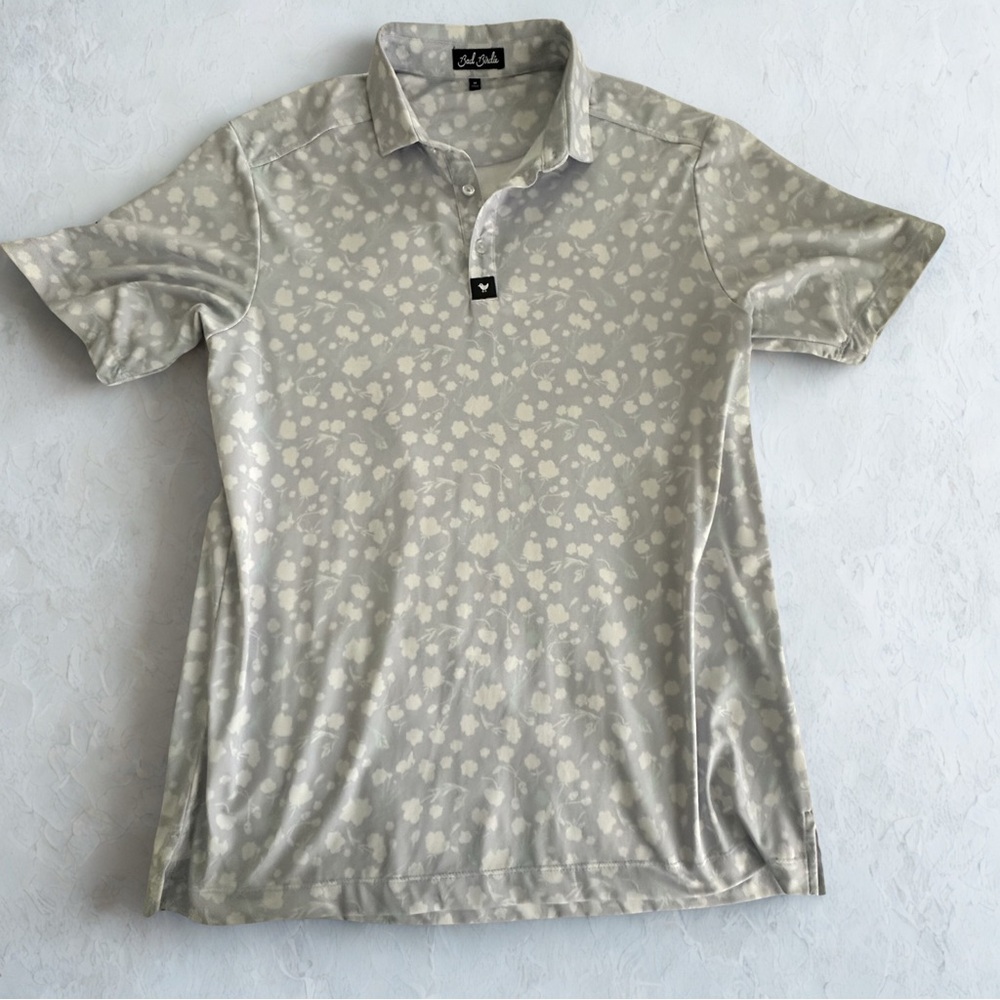 Bad Birdie Men’s Baby Lush Floral Patterned Golf Polo Shirt Medium